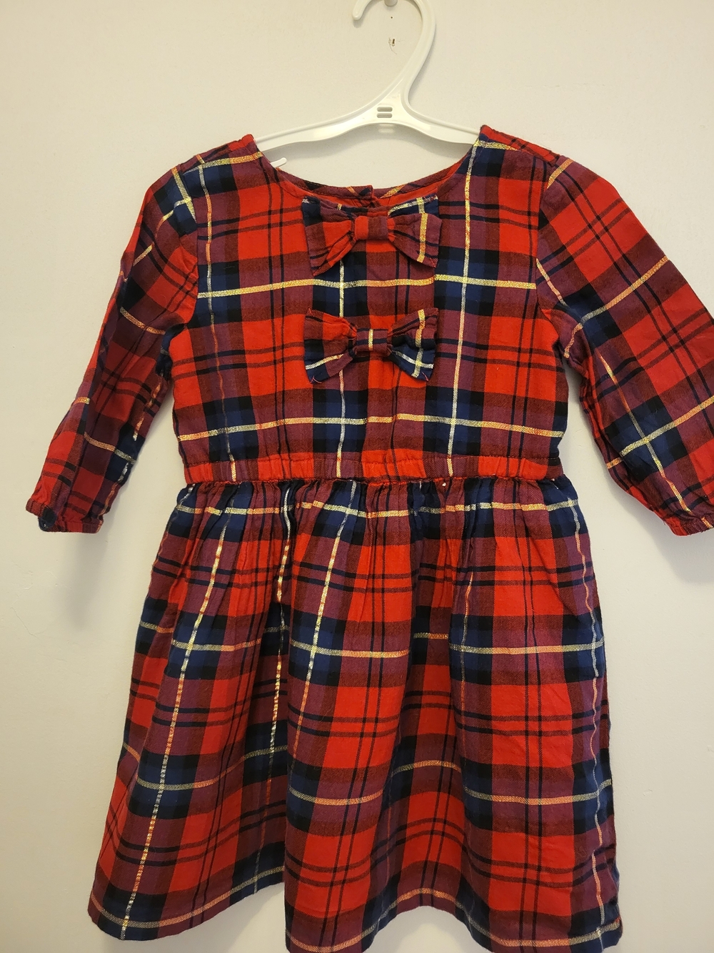 crown & ivy Red Plaid Bow-Front Girls' Dress